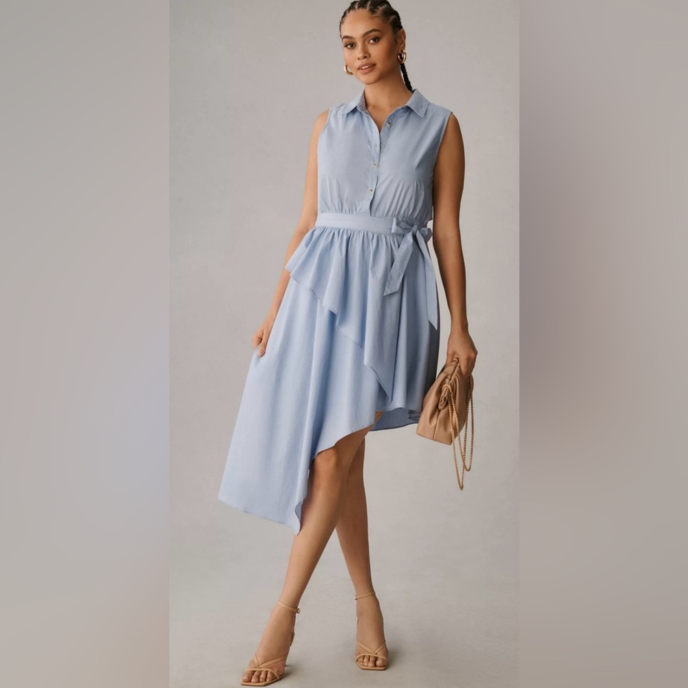 Anthropologie X Maeve Asymmetrical Sleeveless Shirtdress NWOT